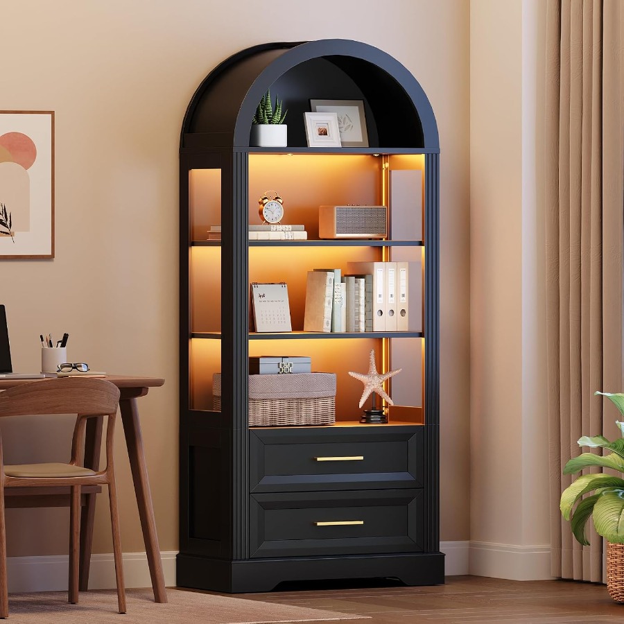 Storage - Vitrine, hohes, gewölbtes Bücherregal mit 2