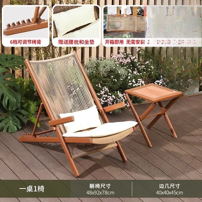 Chairs - r5.13 Balkon-Loungesessel, Klappbarer Gartenstuhl mit Teetisch,