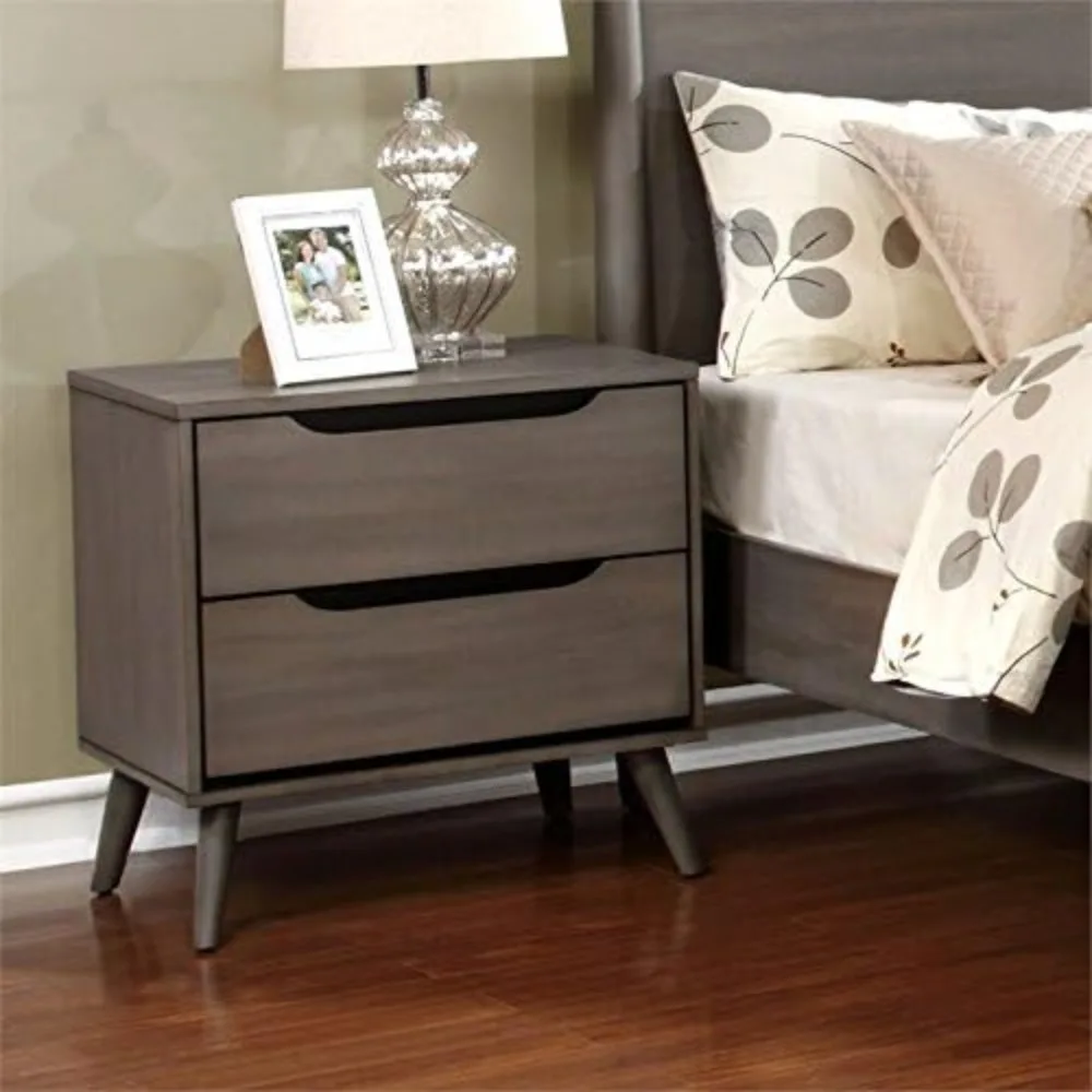Solid Wood Nightstand 2 Drawers - Für 2-Schubladen-Nachttische aus massivem Holz/Holzfurnier/MDF aus