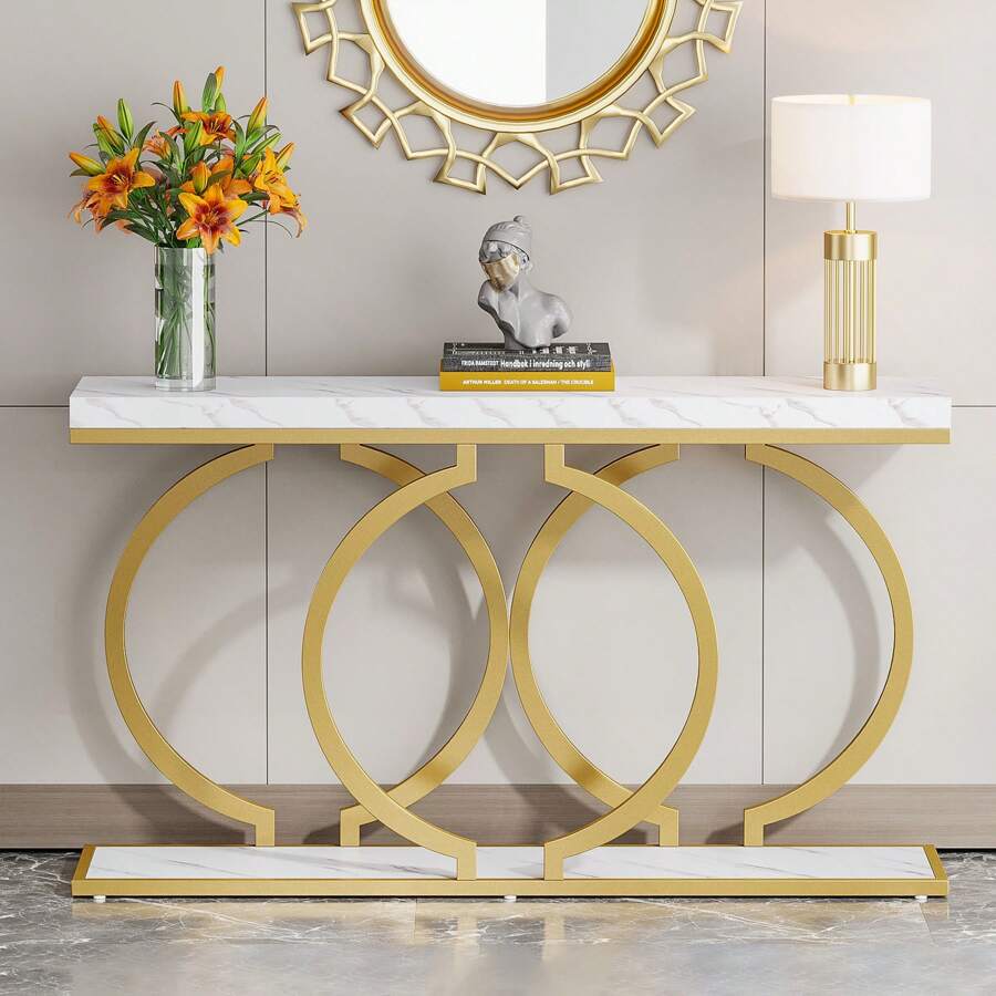 Tables - Moderner Goldener Konsolentisch für den Eingangsbereich,