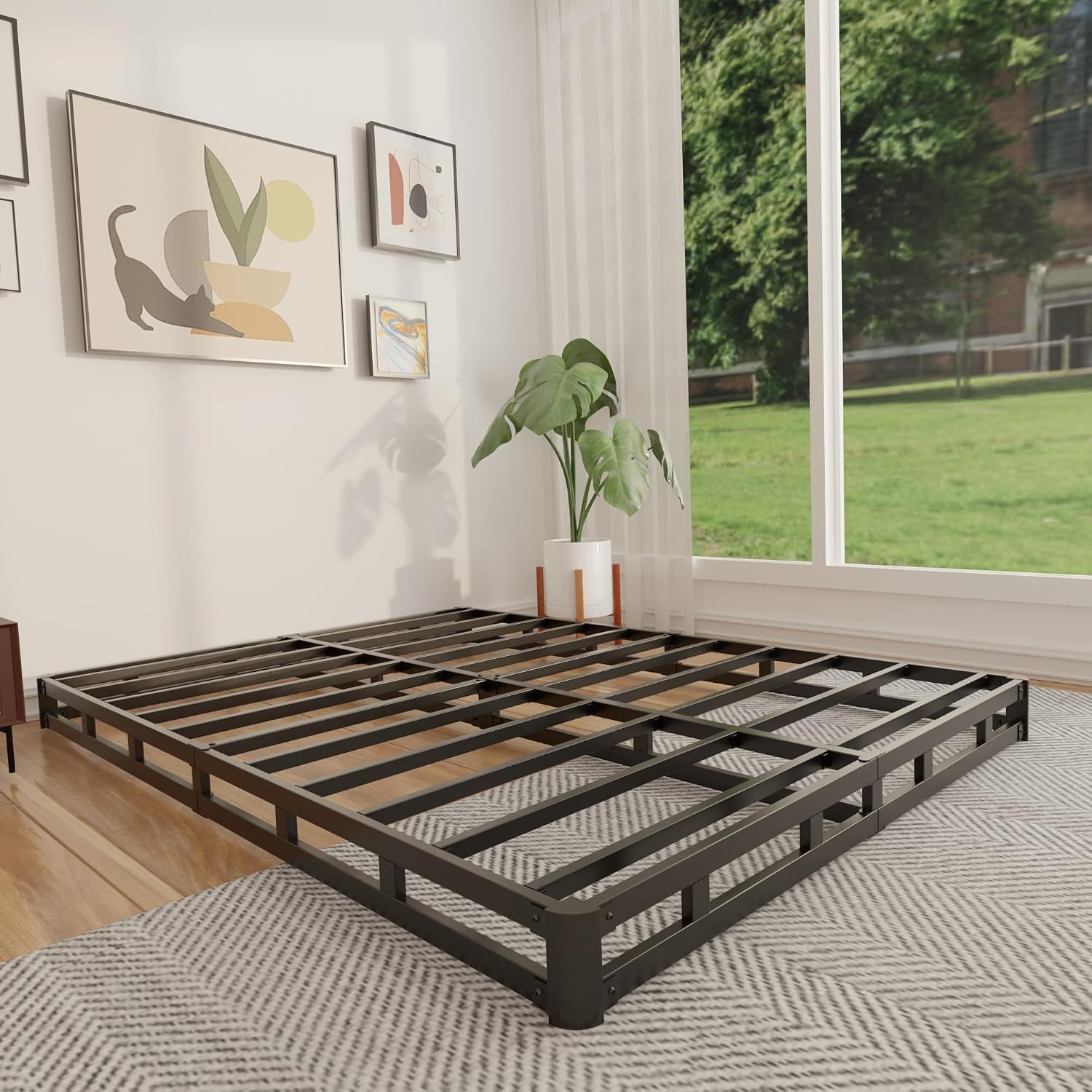 Canopy Bed Frame Metal Queen - 4 Zoll Queen Boxspring mit niedrigem