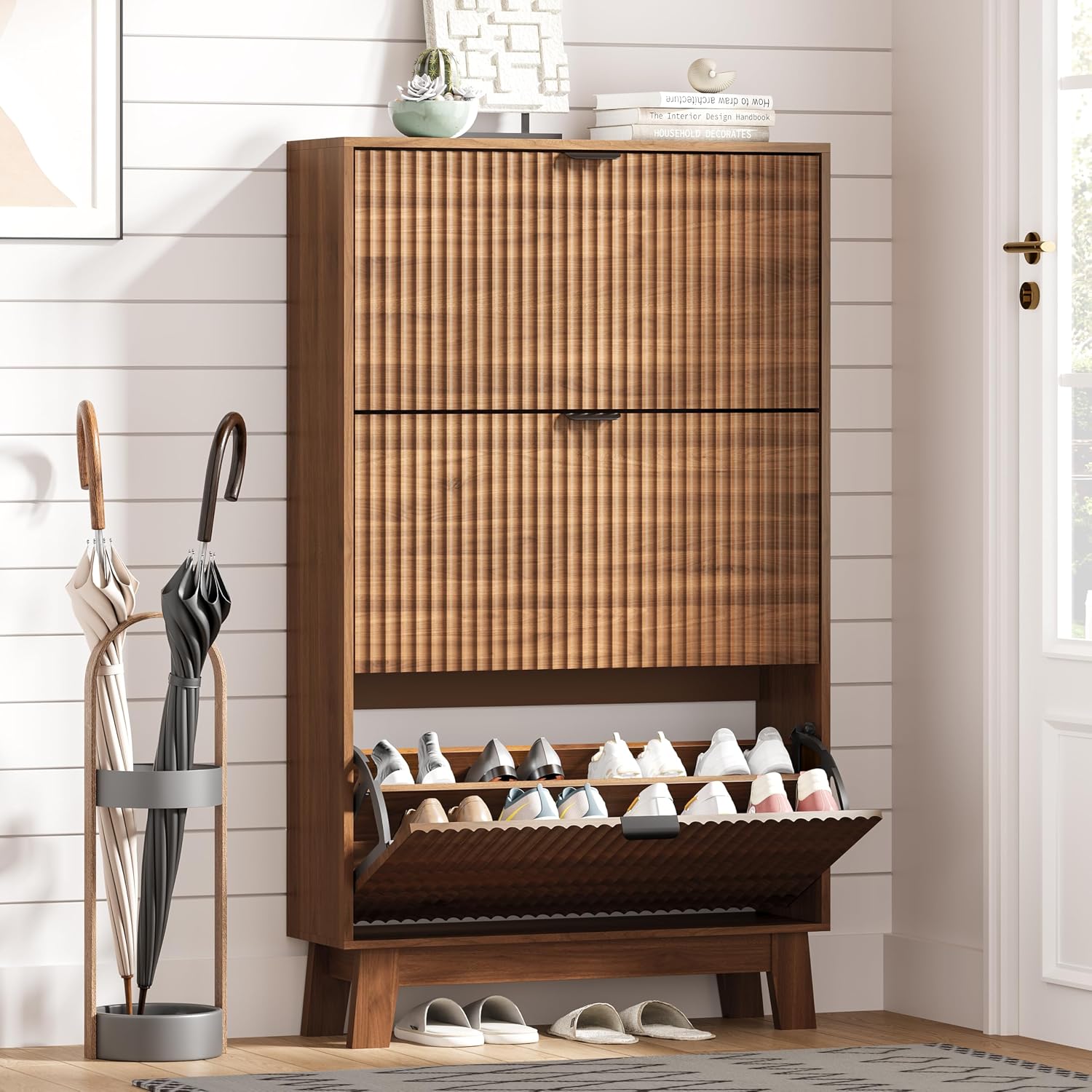 Shoe Rack Cabinet Narrow Entryway - Schuhschrank für den Eingangsbereich mit 3