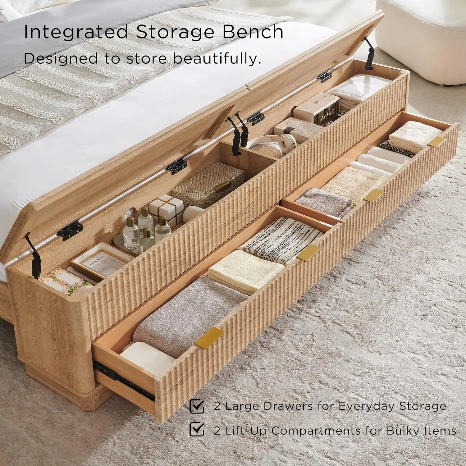 Gerilltes Kingsize-Bettgestell – King Size Bed Frame With Storage Drawers Bewertung und Preis