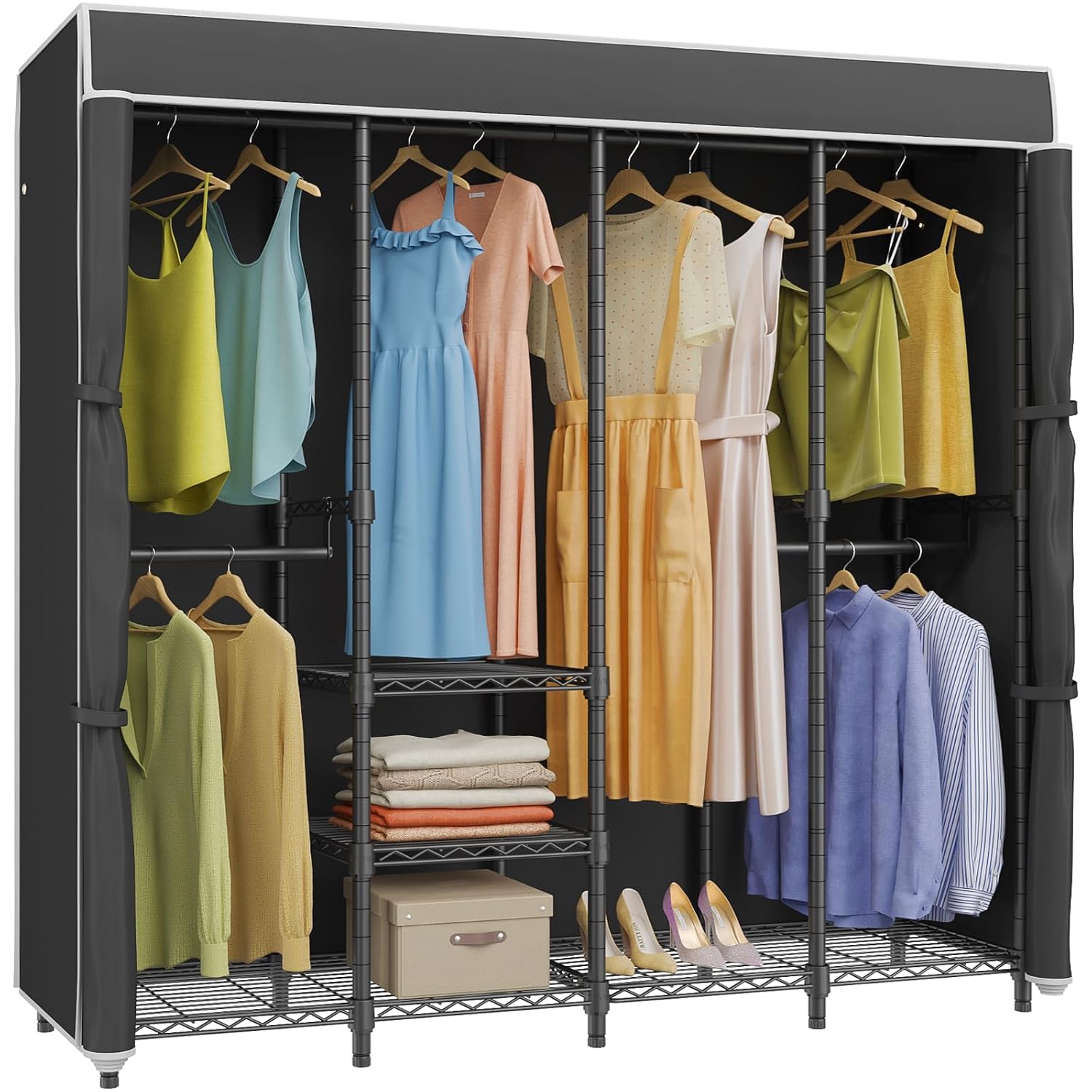 Mittelgroßer Kleiderständer mi – Wardrobe Closet Portable Fabric Cover Bewertung und Preis