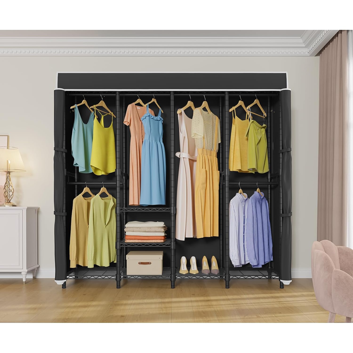 Mittelgroßer Kleiderständer mi – Wardrobe Closet Portable Fabric Cover Bewertung und Preis