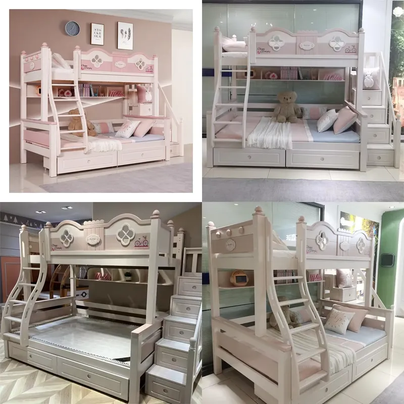 Modernes Luxus-Prinzessinnen-E – Bunk Bed With Stairs And Slide Bewertung und Preis