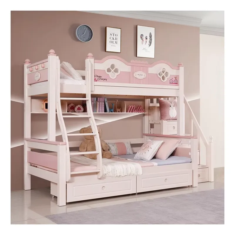 Modernes Luxus-Prinzessinnen-E – Bunk Bed With Stairs And Slide Bewertung und Preis