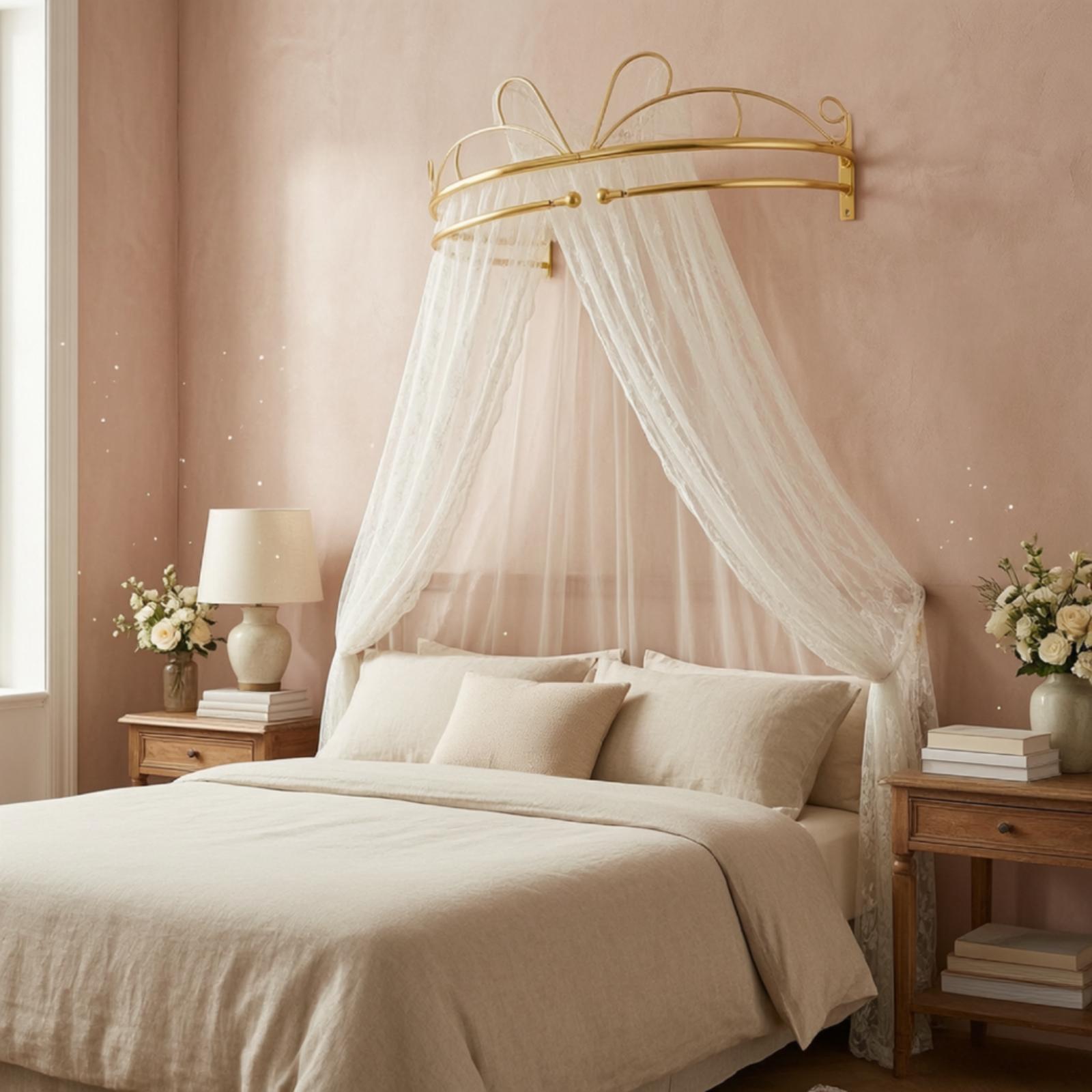 Goldener Metall-Wandmontierter – Canopy Bed Frame Metal Queen Bewertung und Preis