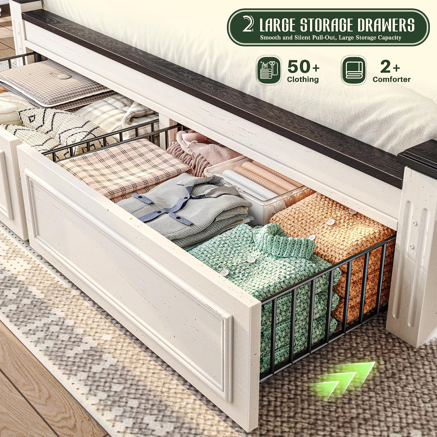 Kingsize-Bettgestell mit 51 Zo – King Size Bed Frame With Storage Drawers Bewertung und Preis