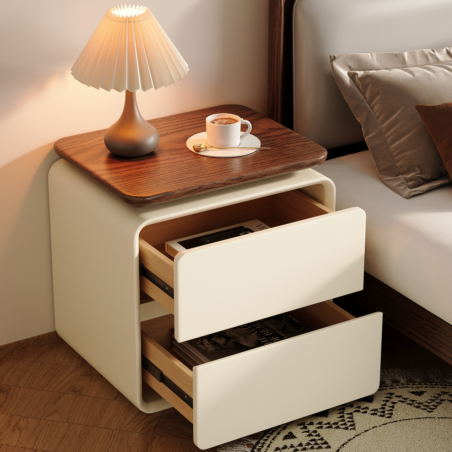 Moderner Minimalistischer 2-Sc – Solid Wood Nightstand 2 Drawers Bewertung und Preis