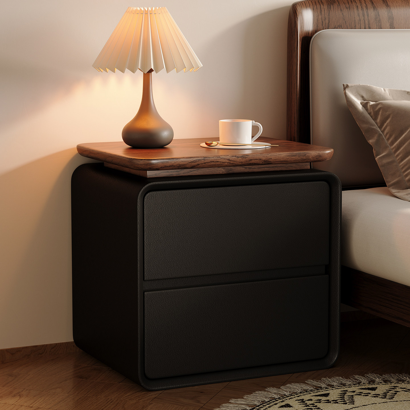 Moderner Minimalistischer 2-Sc – Solid Wood Nightstand 2 Drawers Bewertung und Preis