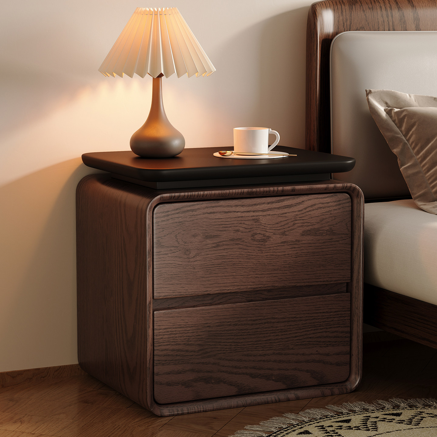 Moderner Minimalistischer 2-Sc – Solid Wood Nightstand 2 Drawers Bewertung und Preis