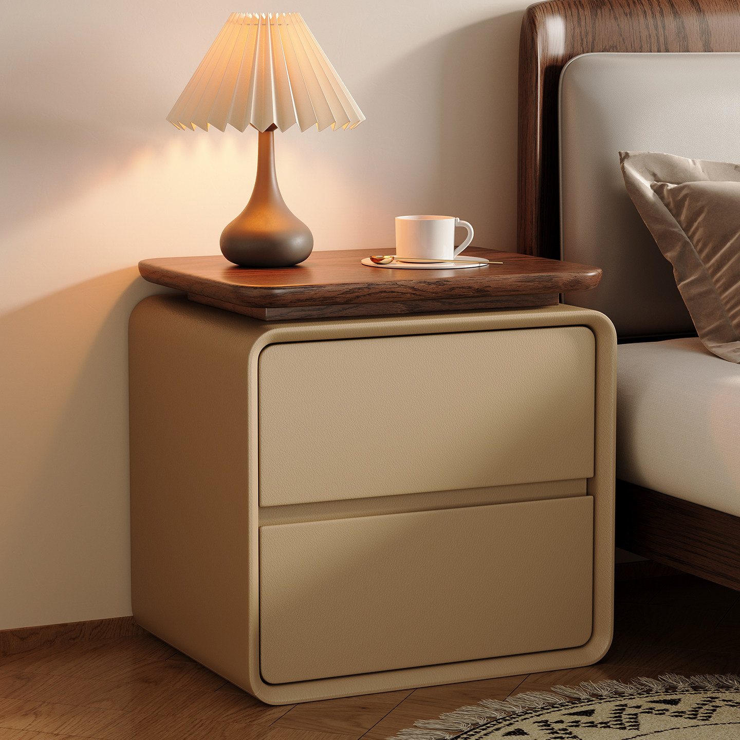 Moderner Minimalistischer 2-Sc – Solid Wood Nightstand 2 Drawers Bewertung und Preis