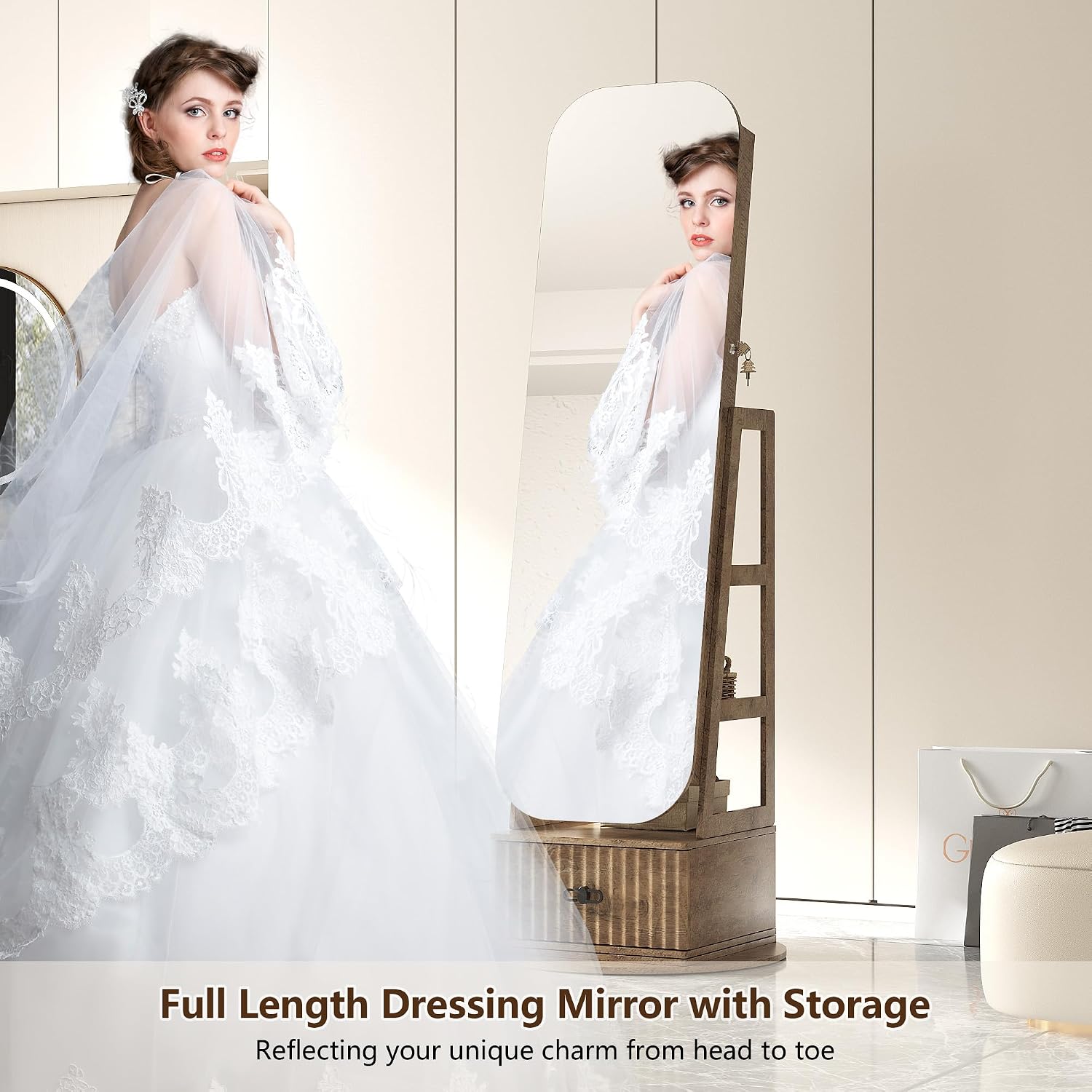 360° drehbare Schmuckorganizer – Full Length Mirror Jewelry Armoire Bewertung und Preis