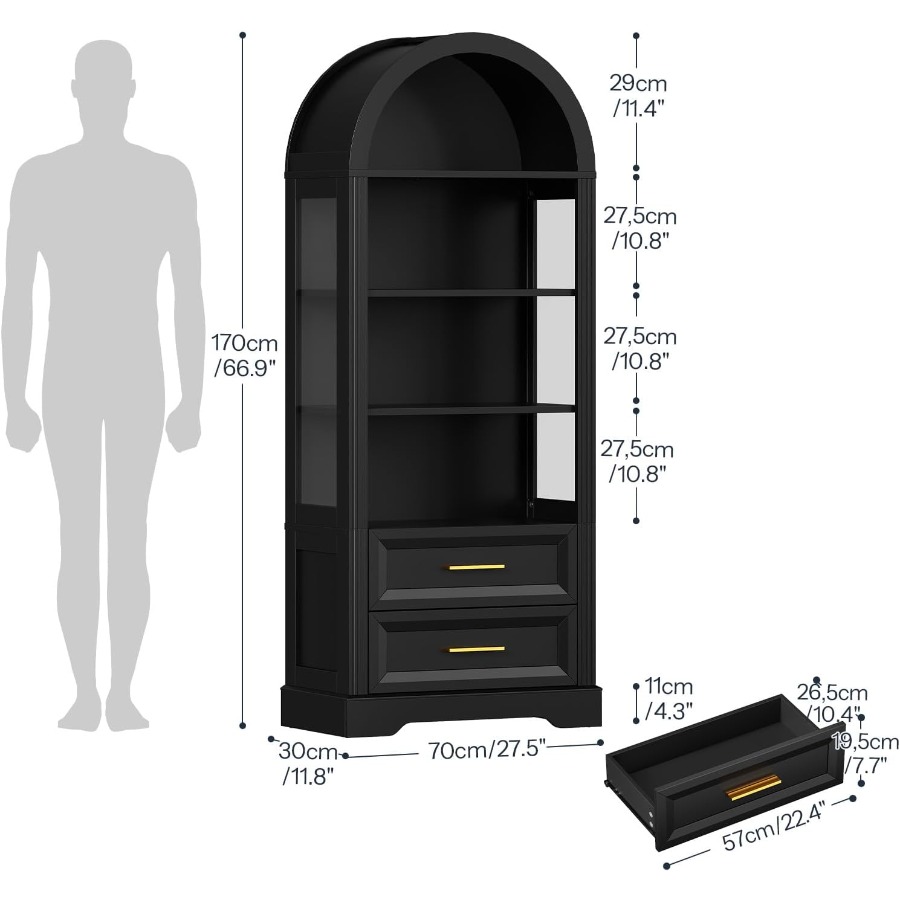 Vitrine, hohes, gewölbtes Büch – Storage Bewertung und Preis