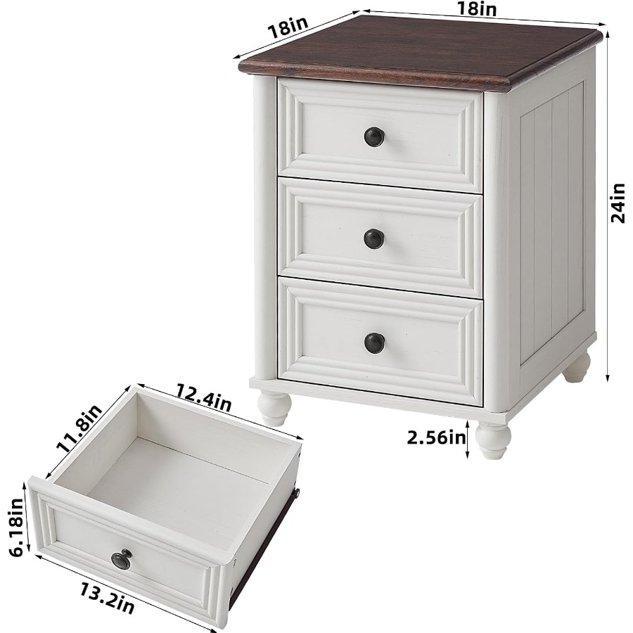 18 Nachttisch-Set 2, Nachttisc – Solid Wood Nightstand 2 Drawers Bewertung und Preis