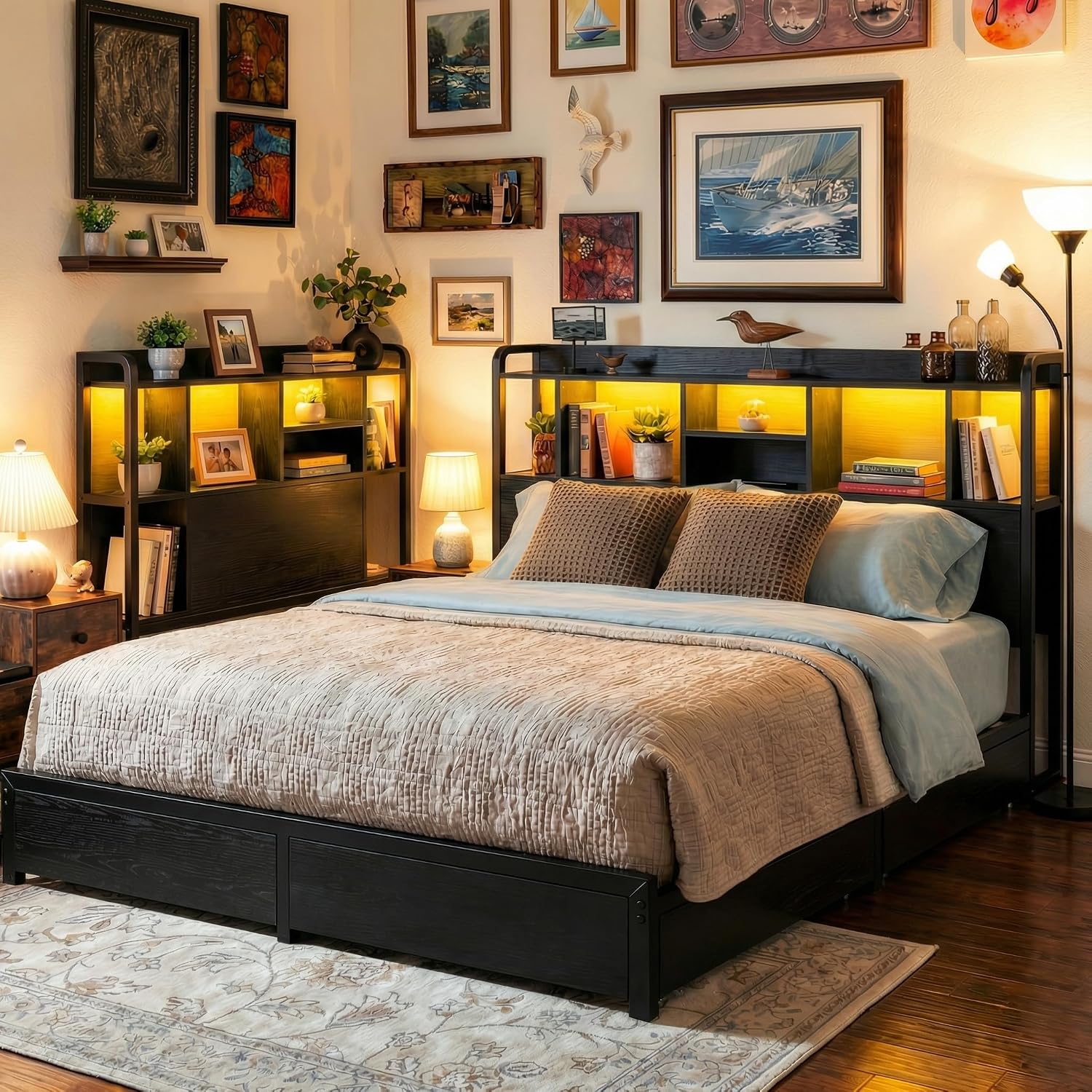 King-Size-Bettgestell mit Stau – King Size Bed Frame With Storage Drawers Bewertung und Preis