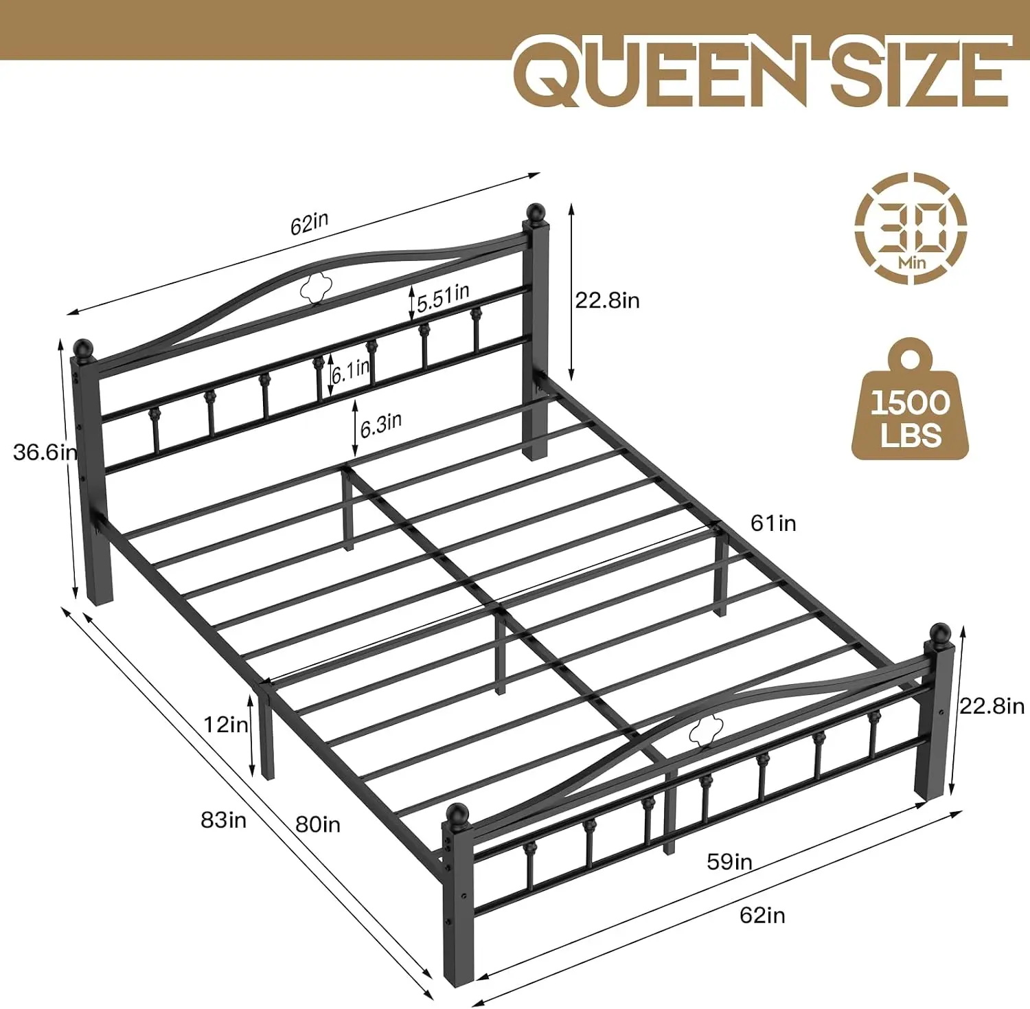 Queen-Metallbettgestell mit Ko – Canopy Bed Frame Metal Queen Bewertung und Preis