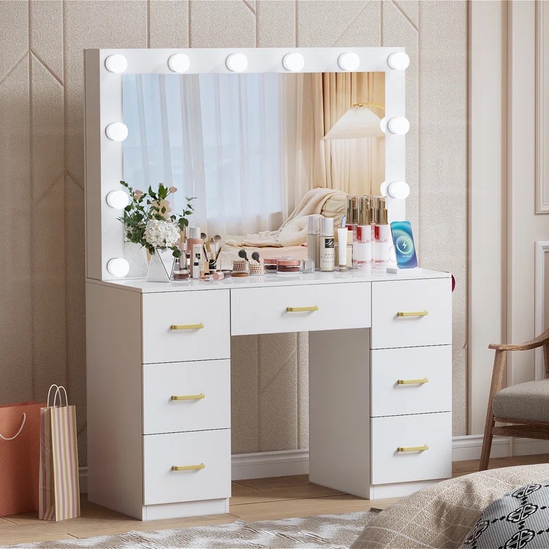 Moderner weiß beleuchteter Far – Dressing Table Vanity With Lighted Mirror Bewertung und Preis