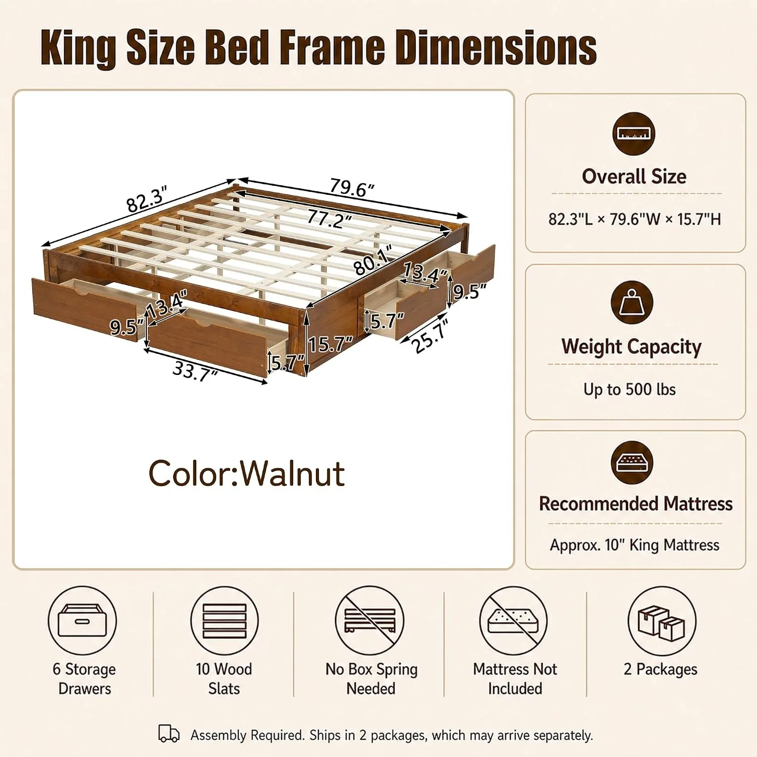 Minimalistisches Bettgestell a – King Size Bed Frame With Storage Drawers Bewertung und Preis