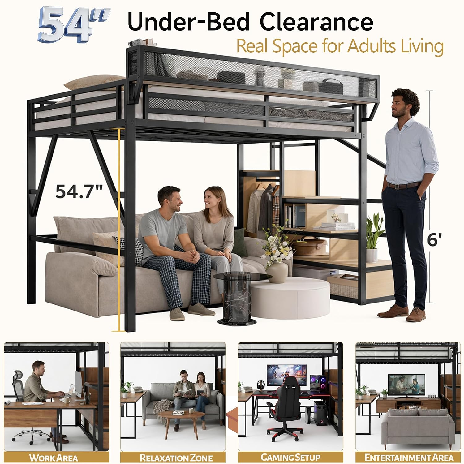 Queen-Size Hochbett mit Treppe – Canopy Bed Frame Metal Queen Bewertung und Preis