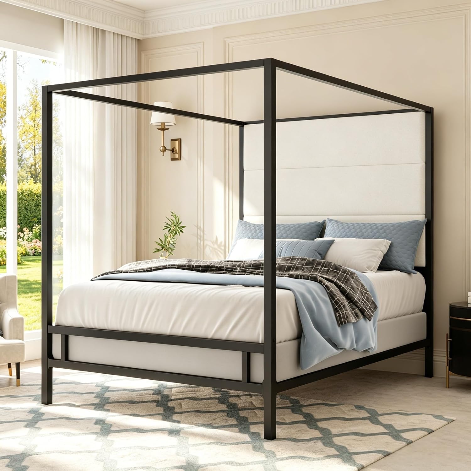 Hochbett mit Baldachin, Samtbe – Canopy Bed Frame Metal Queen Bewertung und Preis