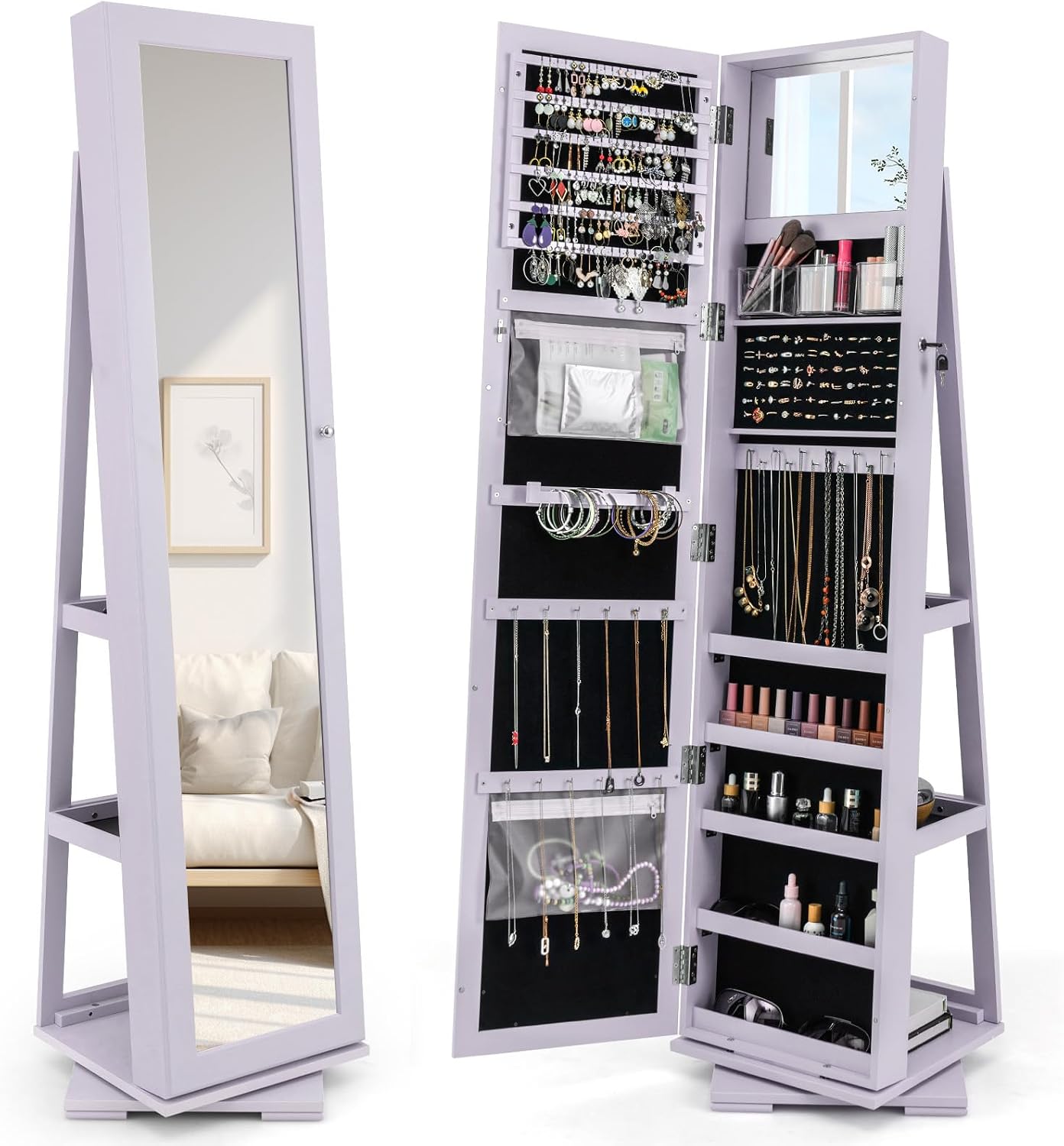 360° drehbarer Schmuckschrank  – Full Length Mirror Jewelry Armoire Bewertung und Preis