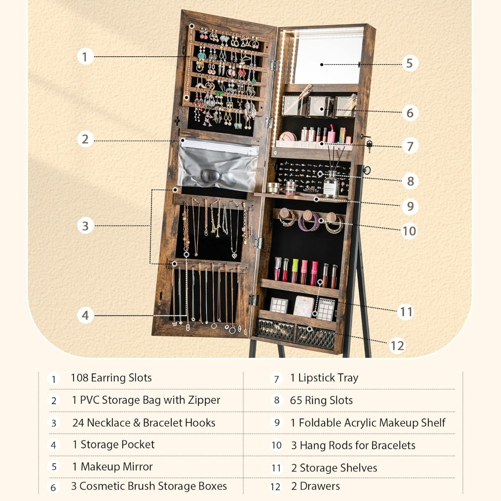 CHARMAID Stehender Schmuckschr – Full Length Mirror Jewelry Armoire Bewertung und Preis