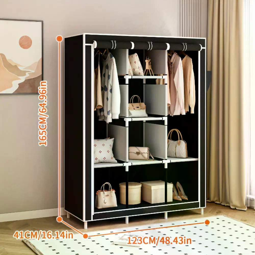 64-Zoll tragbarer, abgedeckter – Wardrobe Closet Portable Fabric Cover Bewertung und Preis